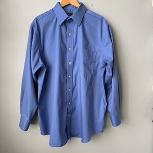 GS Continuous Comfort Men’s Blue Dress Shirt Classic Fit 17.5 34/35 Wrinkle Free